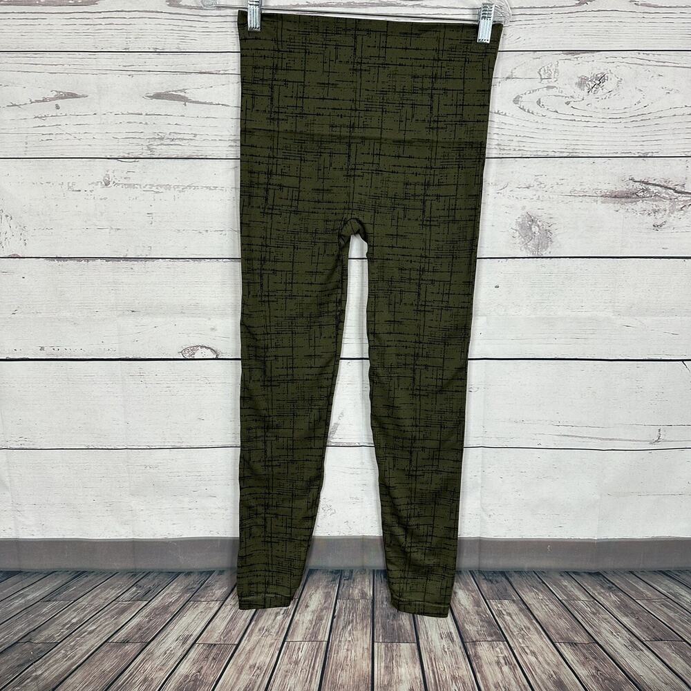 Spanx Leggings Womens Large Green High Rise Seamless Shaping